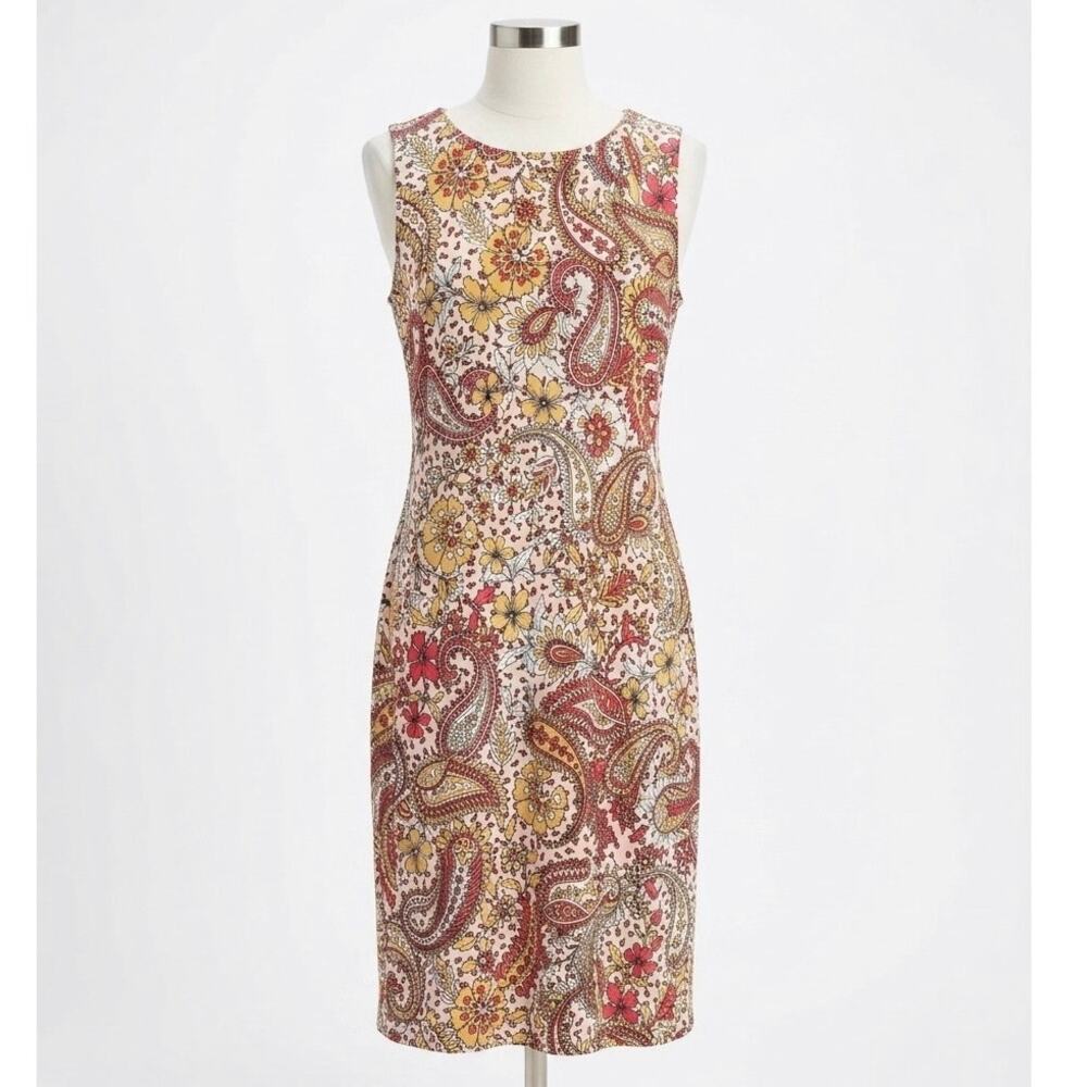 Tommy Hilfiger Floral Paisley Sleeveless Sheath Dress Pink Yellow Size 10 L